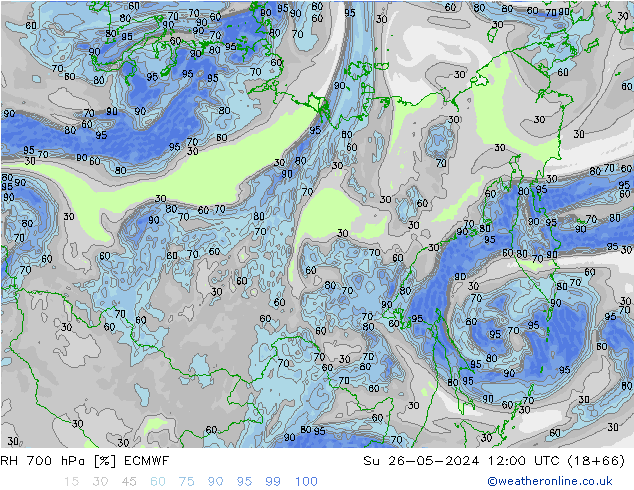 RH 700 hPa ECMWF Dom 26.05.2024 12 UTC