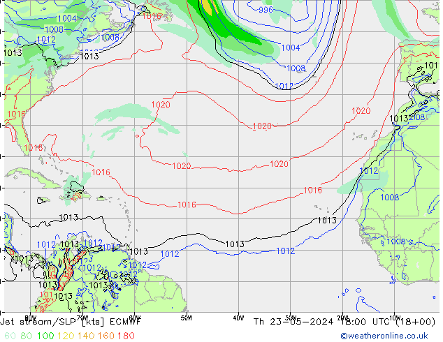 Jet stream/SLP ECMWF Th 23.05.2024 18 UTC