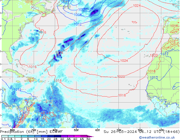 Z500/Rain (+SLP)/Z850 ECMWF Su 26.05.2024 12 UTC