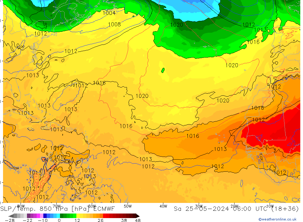 SLP/Temp. 850 hPa ECMWF sab 25.05.2024 06 UTC