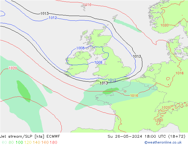 Corriente en chorro ECMWF dom 26.05.2024 18 UTC