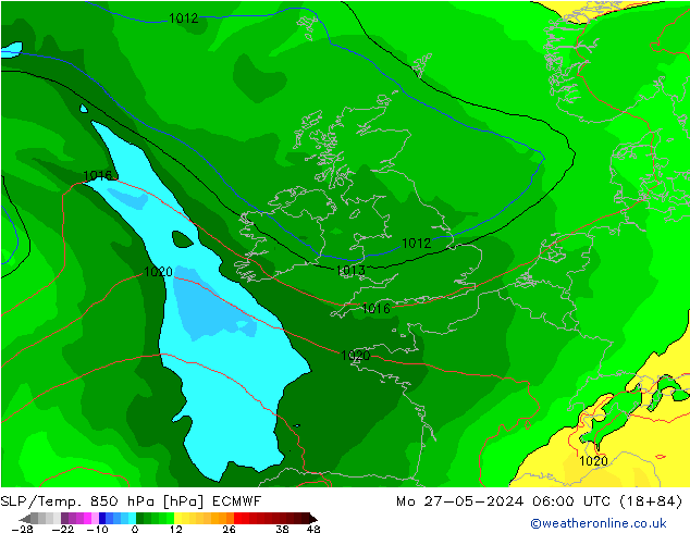 SLP/Temp. 850 hPa ECMWF lun 27.05.2024 06 UTC