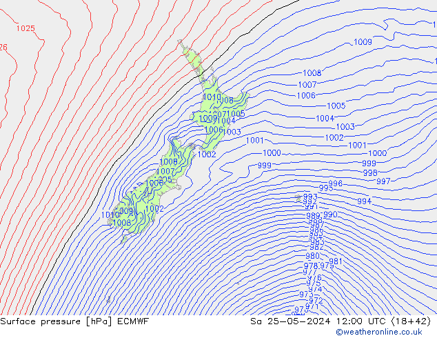 Surface pressure ECMWF Sa 25.05.2024 12 UTC