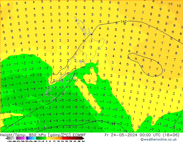 Height/Temp. 850 hPa ECMWF Fr 24.05.2024 00 UTC