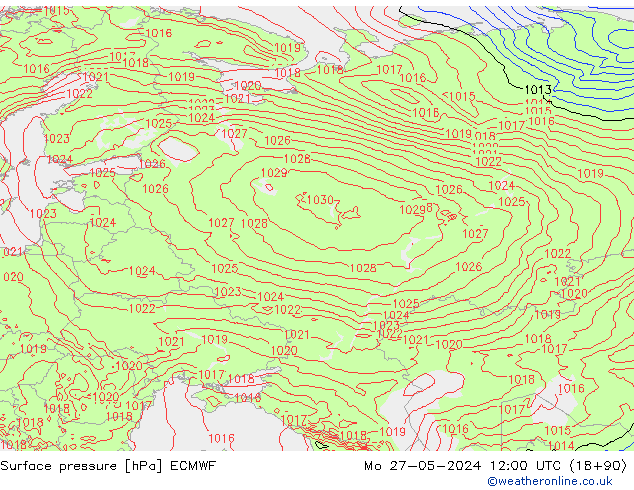 pression de l'air ECMWF lun 27.05.2024 12 UTC
