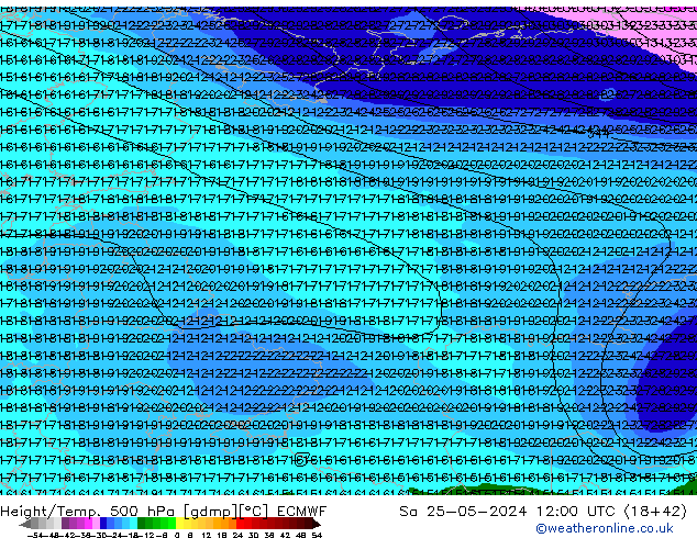 Z500/Rain (+SLP)/Z850 ECMWF Sa 25.05.2024 12 UTC