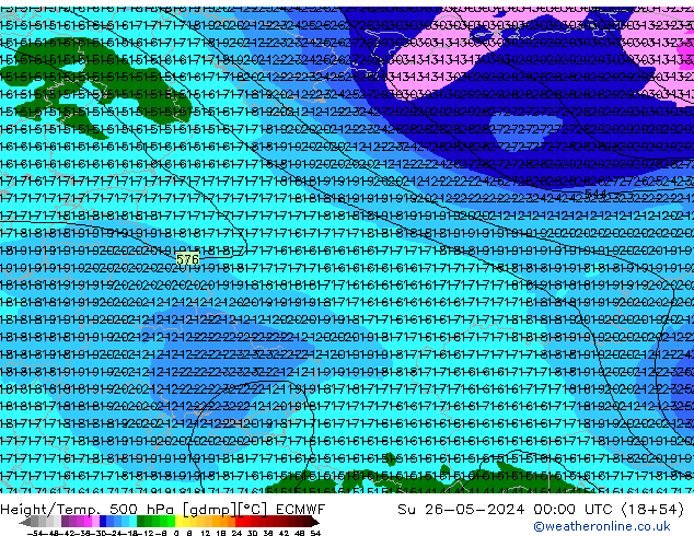 Z500/Rain (+SLP)/Z850 ECMWF dom 26.05.2024 00 UTC