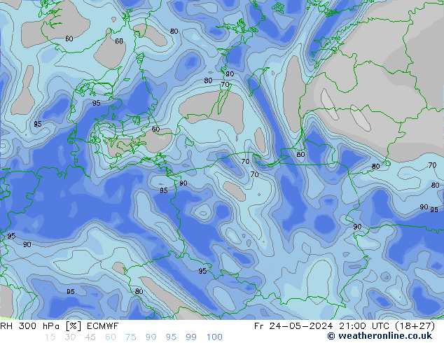 RH 300 hPa ECMWF  24.05.2024 21 UTC