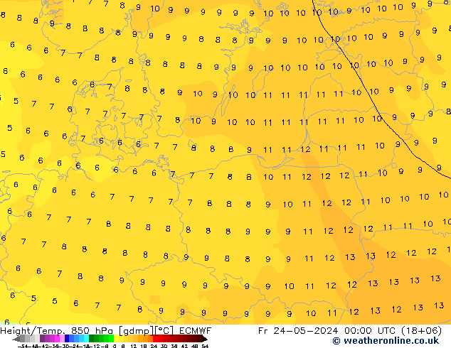 Z500/Rain (+SLP)/Z850 ECMWF Pá 24.05.2024 00 UTC