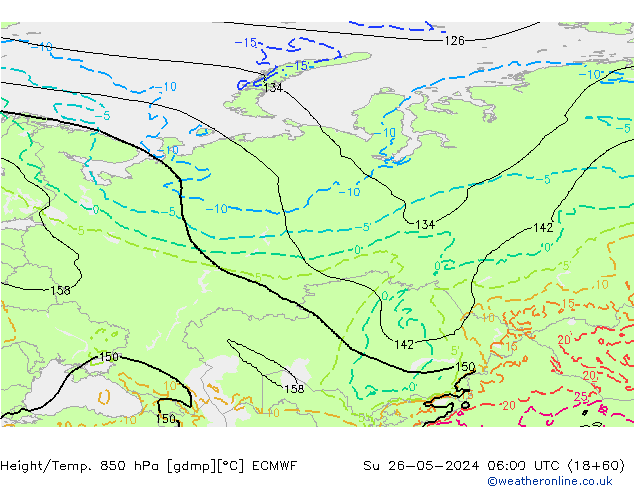 Z500/Rain (+SLP)/Z850 ECMWF Su 26.05.2024 06 UTC