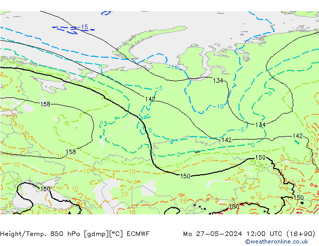 Height/Temp. 850 hPa ECMWF Seg 27.05.2024 12 UTC