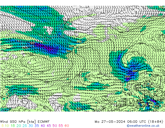 Vento 950 hPa ECMWF Seg 27.05.2024 06 UTC