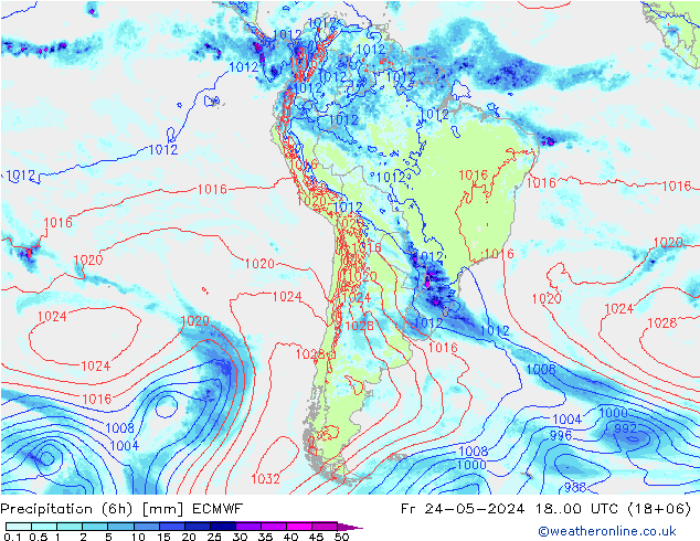 Z500/Rain (+SLP)/Z850 ECMWF Fr 24.05.2024 00 UTC