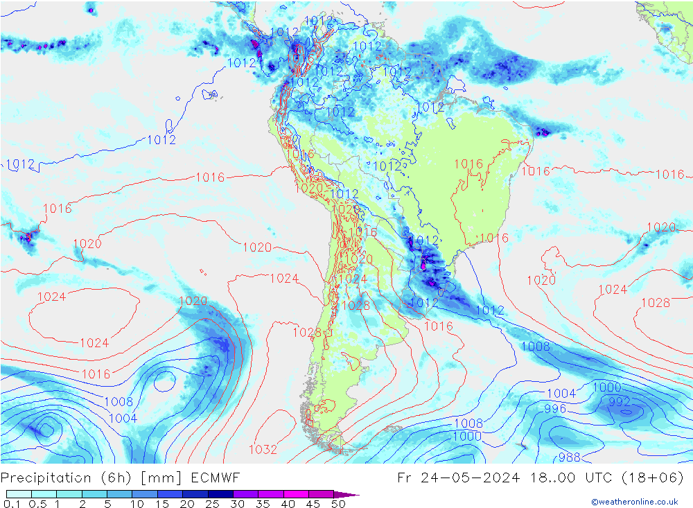 Z500/Rain (+SLP)/Z850 ECMWF Pá 24.05.2024 00 UTC