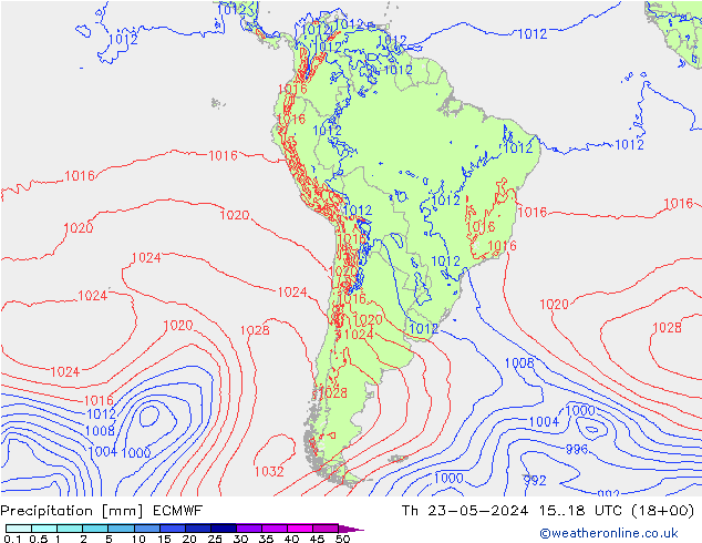 precipitação ECMWF Qui 23.05.2024 18 UTC