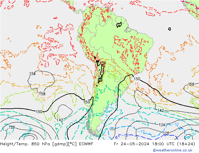 Z500/Rain (+SLP)/Z850 ECMWF Fr 24.05.2024 18 UTC