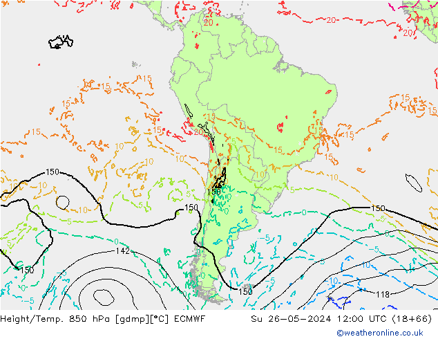 Z500/Rain (+SLP)/Z850 ECMWF dom 26.05.2024 12 UTC