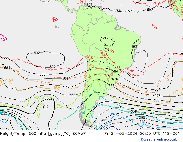 Z500/Yağmur (+YB)/Z850 ECMWF Cu 24.05.2024 00 UTC