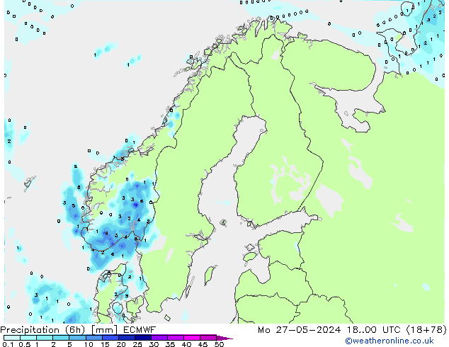 Z500/Yağmur (+YB)/Z850 ECMWF Pzt 27.05.2024 00 UTC