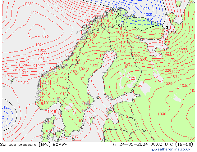 Bodendruck ECMWF Fr 24.05.2024 00 UTC