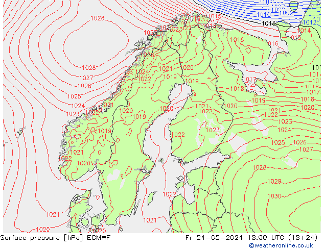 Bodendruck ECMWF Fr 24.05.2024 18 UTC