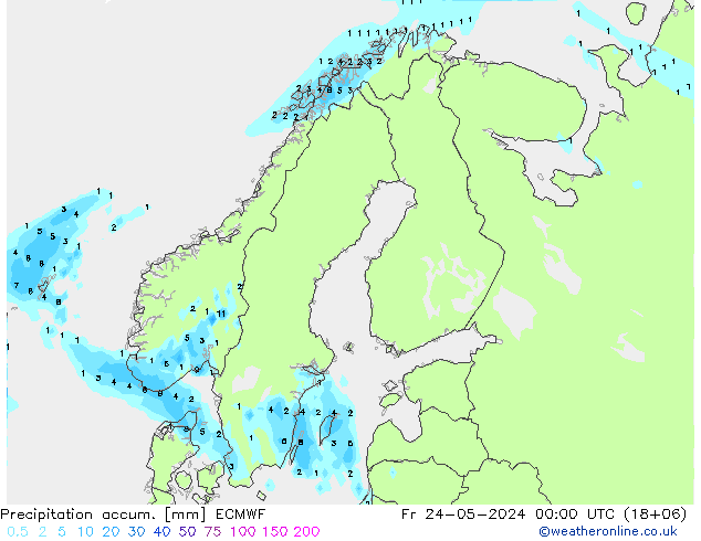 Précipitation accum. ECMWF ven 24.05.2024 00 UTC