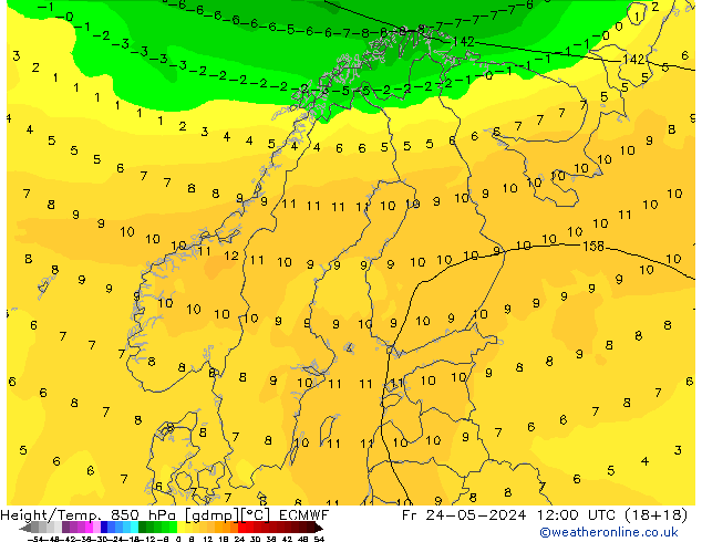 Z500/Rain (+SLP)/Z850 ECMWF пт 24.05.2024 12 UTC