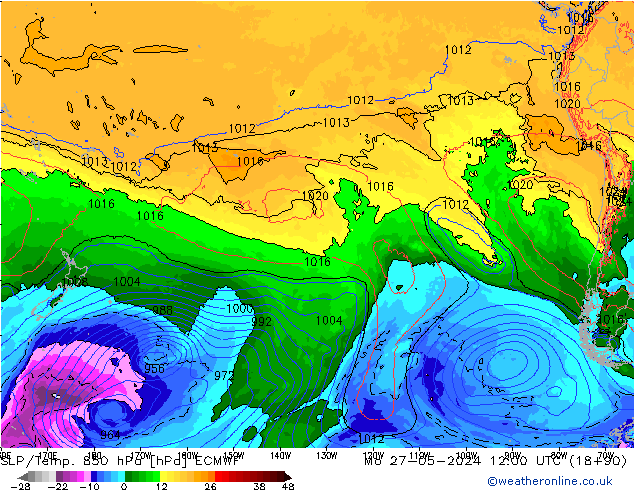 850 hPa Yer Bas./Sıc ECMWF Pzt 27.05.2024 12 UTC