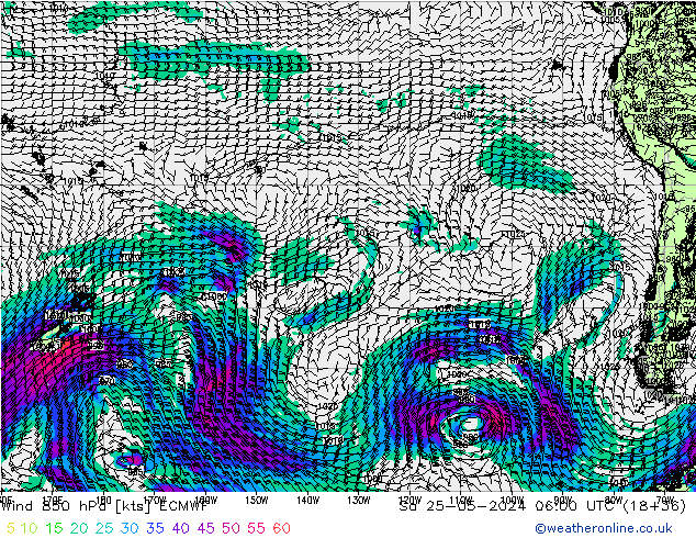 Wind 850 hPa ECMWF So 25.05.2024 06 UTC