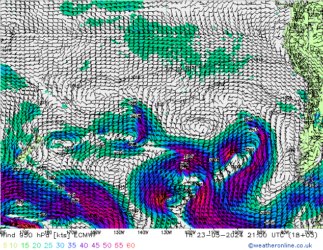 Wind 950 hPa ECMWF Th 23.05.2024 21 UTC