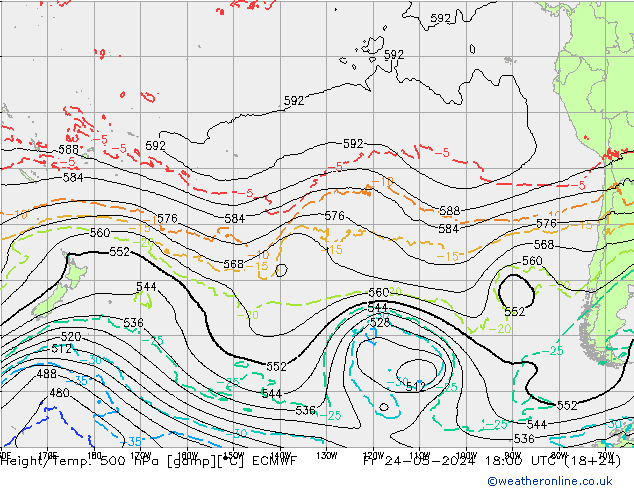 Hoogte/Temp. 500 hPa ECMWF vr 24.05.2024 18 UTC