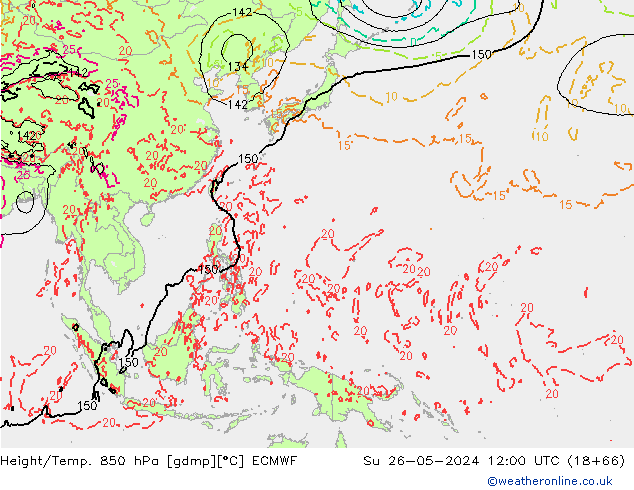 Z500/Rain (+SLP)/Z850 ECMWF nie. 26.05.2024 12 UTC