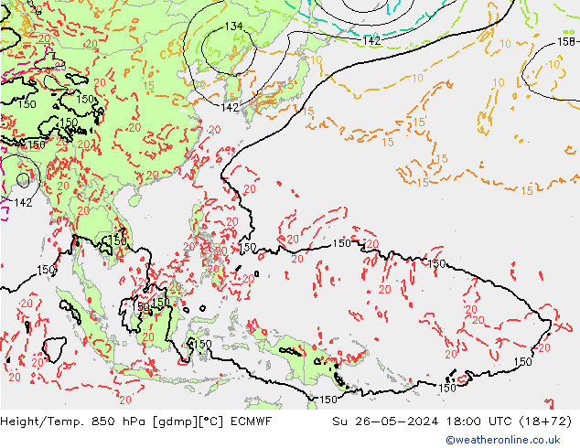 Z500/Rain (+SLP)/Z850 ECMWF  26.05.2024 18 UTC