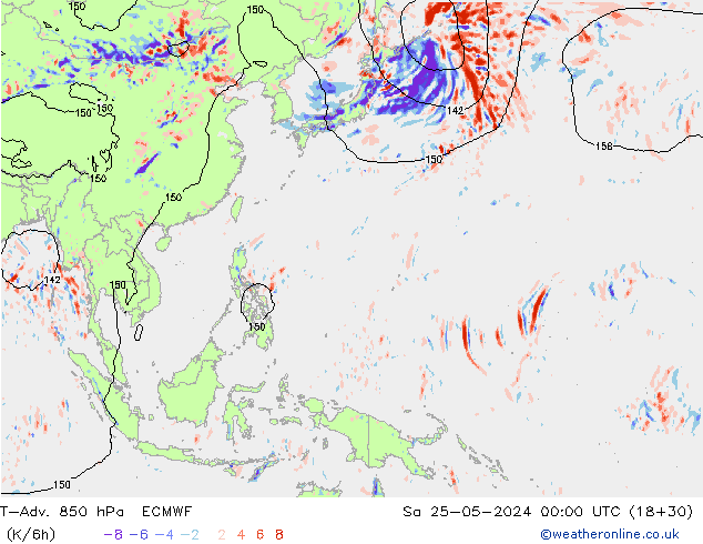 T-Adv. 850 hPa ECMWF Sáb 25.05.2024 00 UTC