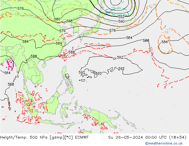 Z500/Regen(+SLP)/Z850 ECMWF zo 26.05.2024 00 UTC