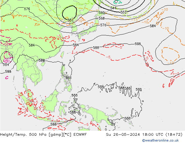 Z500/Rain (+SLP)/Z850 ECMWF  26.05.2024 18 UTC