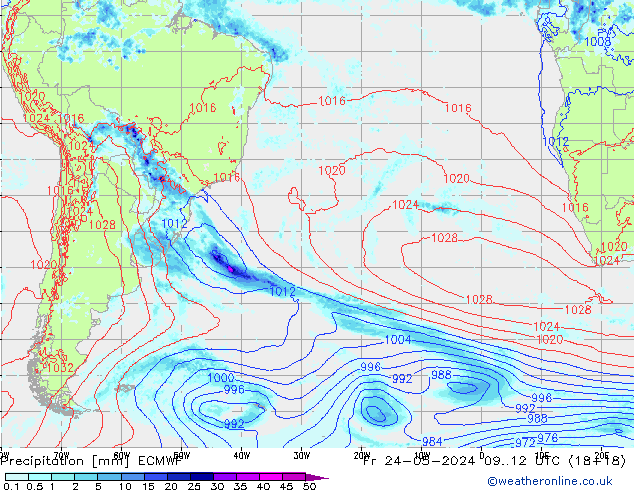 Niederschlag ECMWF Fr 24.05.2024 12 UTC