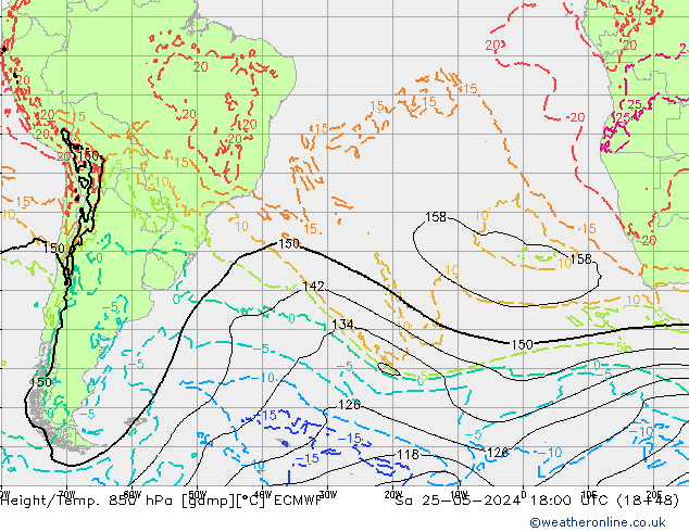 Z500/Rain (+SLP)/Z850 ECMWF Sáb 25.05.2024 18 UTC