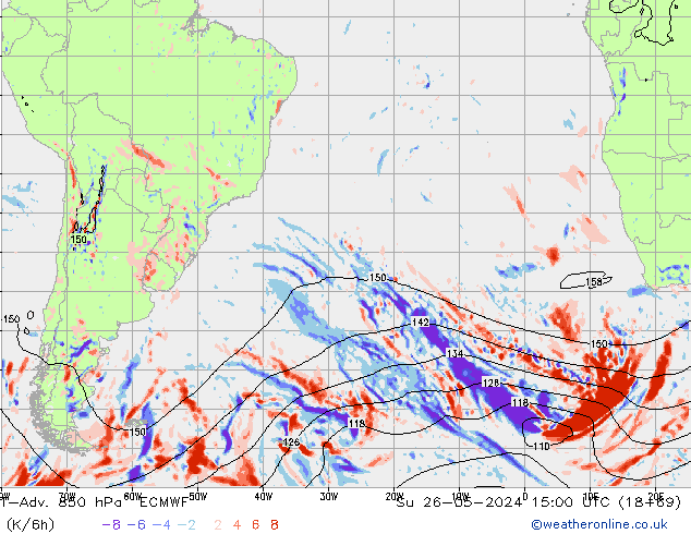 T-Adv. 850 hPa ECMWF Paz 26.05.2024 15 UTC