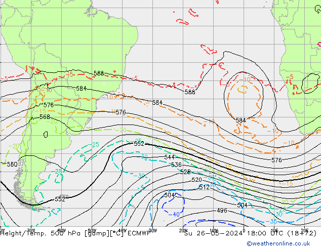 Géop./Temp. 500 hPa ECMWF dim 26.05.2024 18 UTC