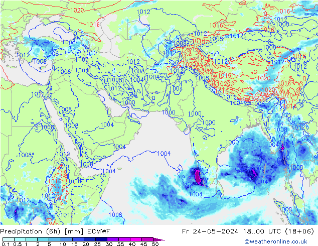 Z500/Rain (+SLP)/Z850 ECMWF 星期五 24.05.2024 00 UTC