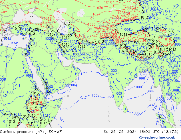 pressão do solo ECMWF Dom 26.05.2024 18 UTC