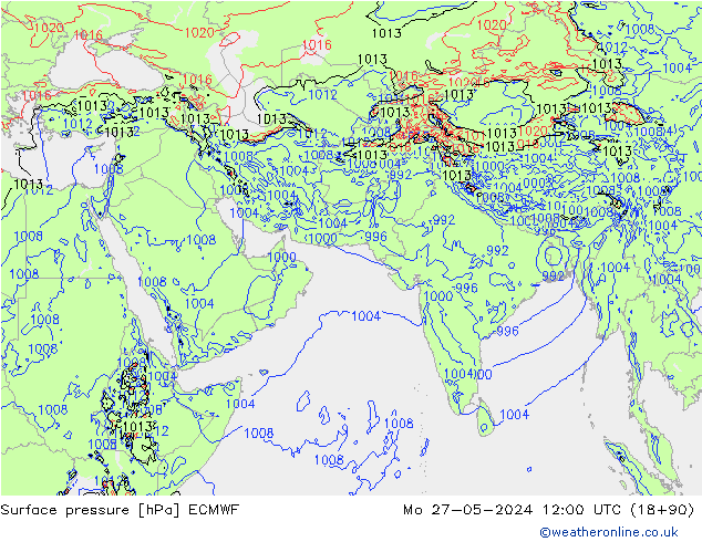 Surface pressure ECMWF Mo 27.05.2024 12 UTC