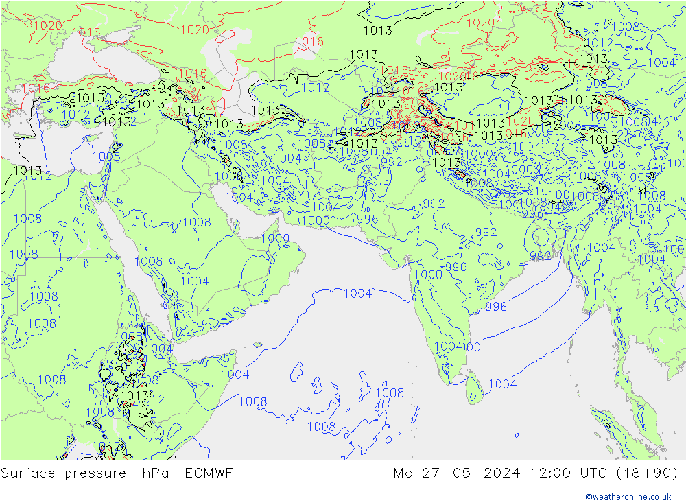 地面气压 ECMWF 星期一 27.05.2024 12 UTC