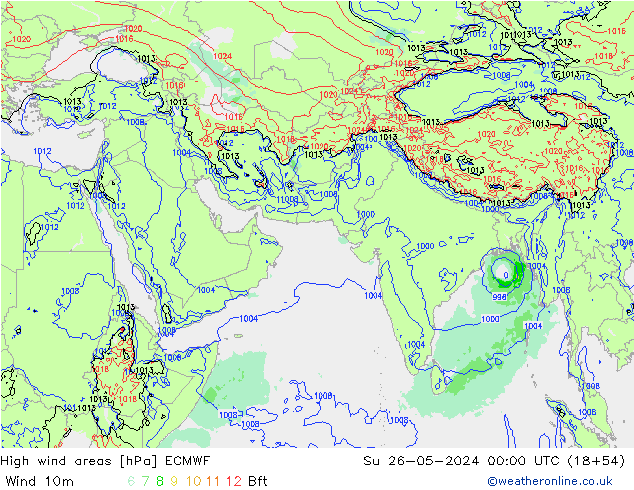 Windvelden ECMWF zo 26.05.2024 00 UTC