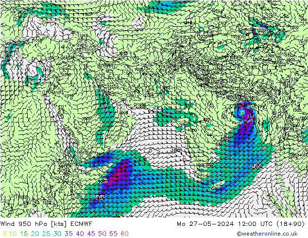 风 950 hPa ECMWF 星期一 27.05.2024 12 UTC