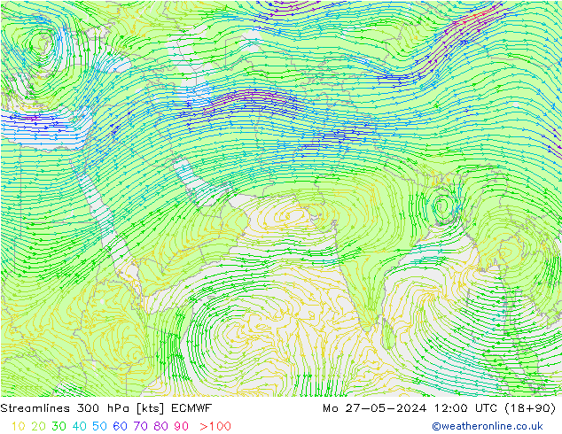 风 300 hPa ECMWF 星期一 27.05.2024 12 UTC