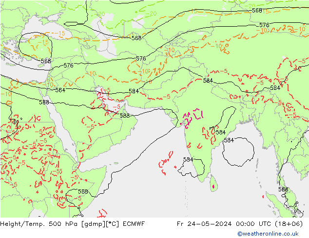 Z500/Rain (+SLP)/Z850 ECMWF 星期五 24.05.2024 00 UTC