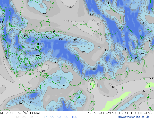 RH 300 hPa ECMWF nie. 26.05.2024 15 UTC