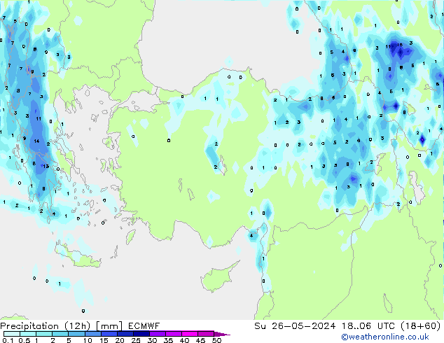 Yağış (12h) ECMWF Paz 26.05.2024 06 UTC